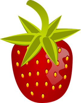 A Red Strawberry With Green Leaves