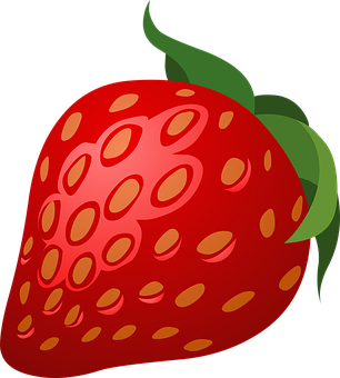 A Red Strawberry With Green Leaves