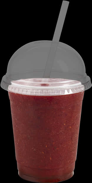 A Plastic Cup With A Straw And A Red Liquid