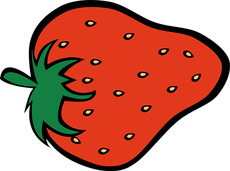 A Red Strawberry With Green Leaf