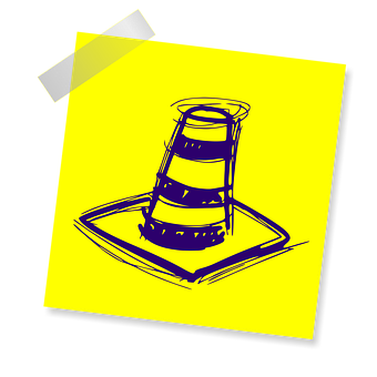 A Yellow Post It Note With A Drawing Of A Cone