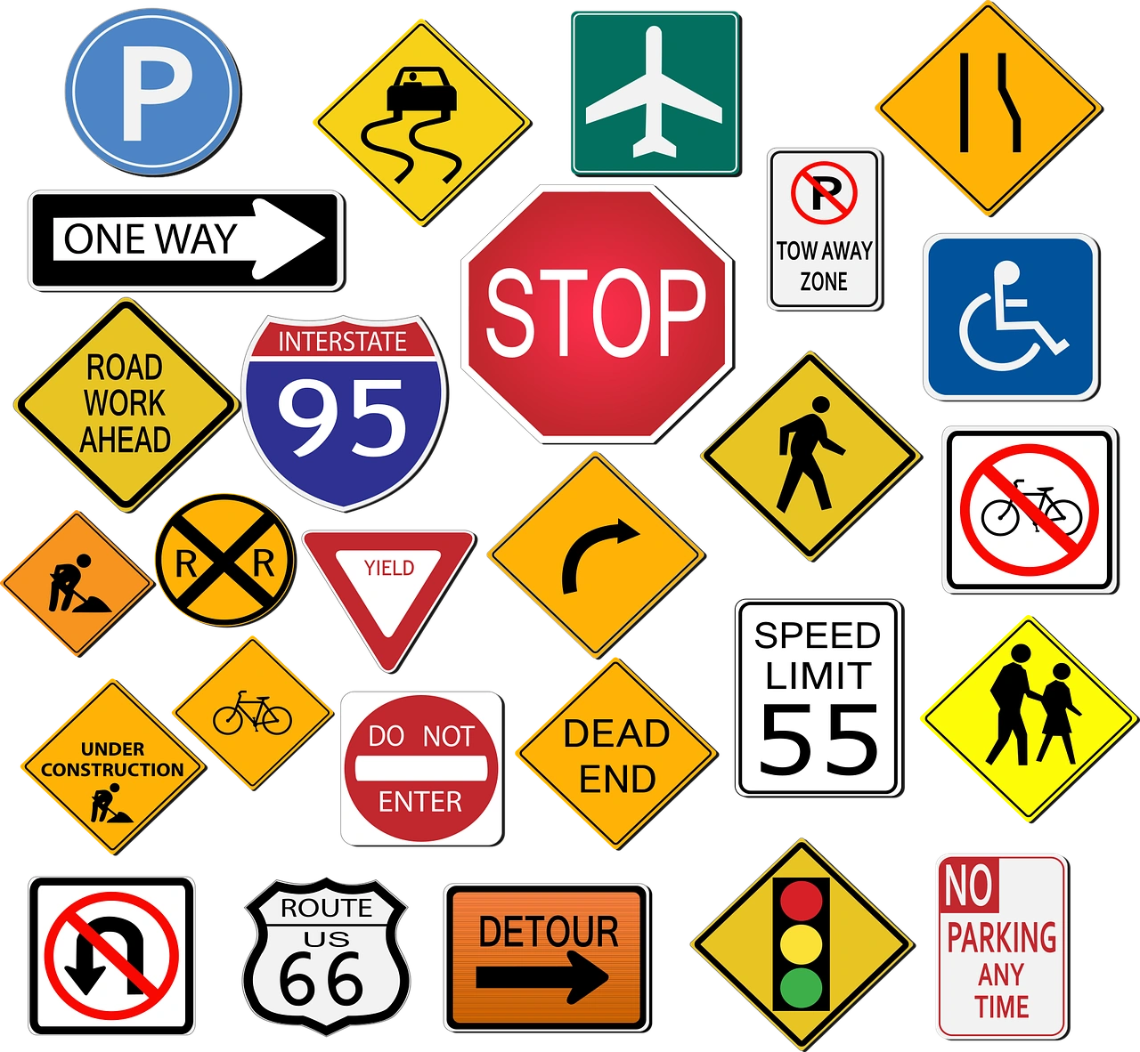 A Collection Of Road Signs