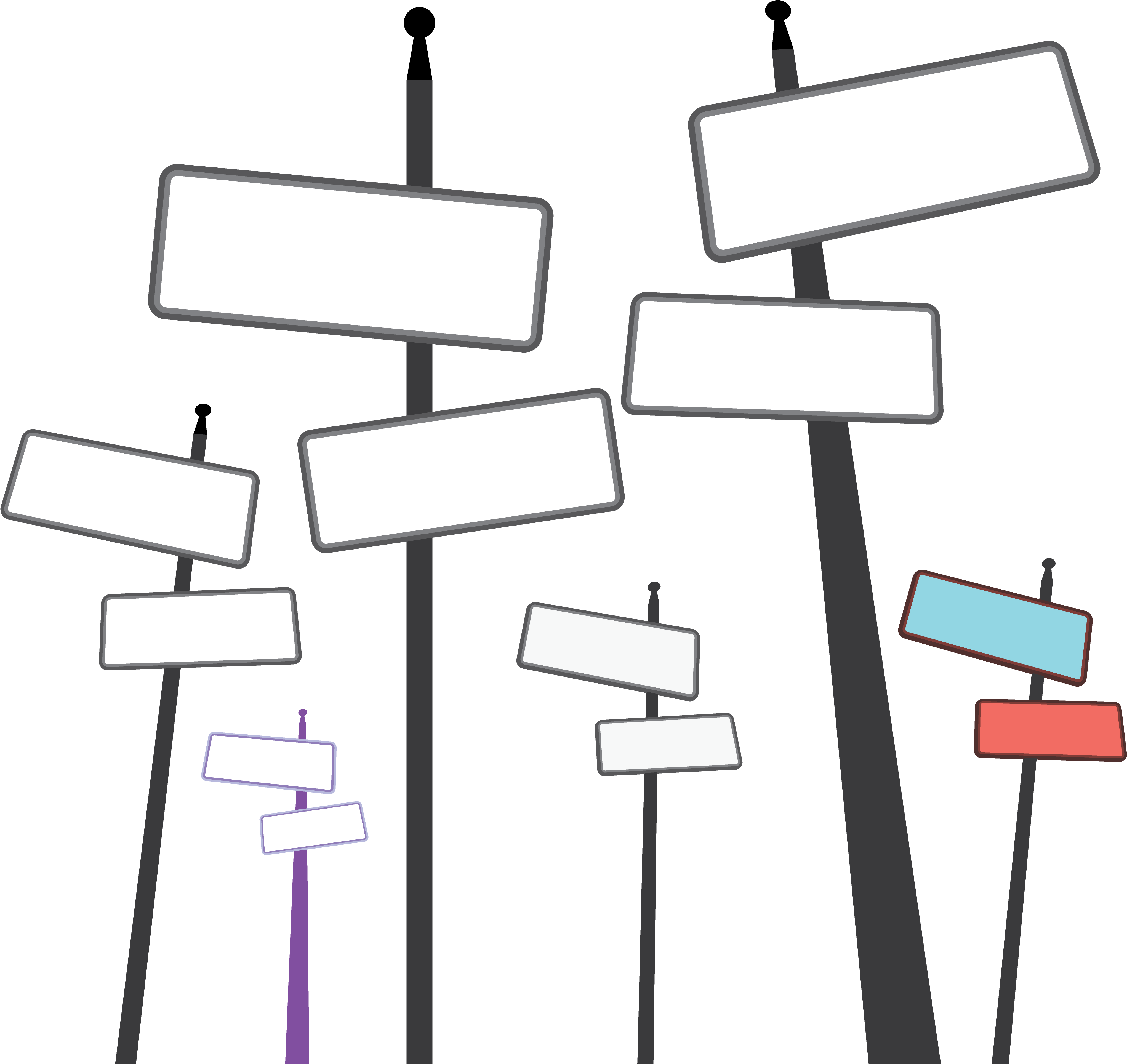 A Group Of Signs On Poles
