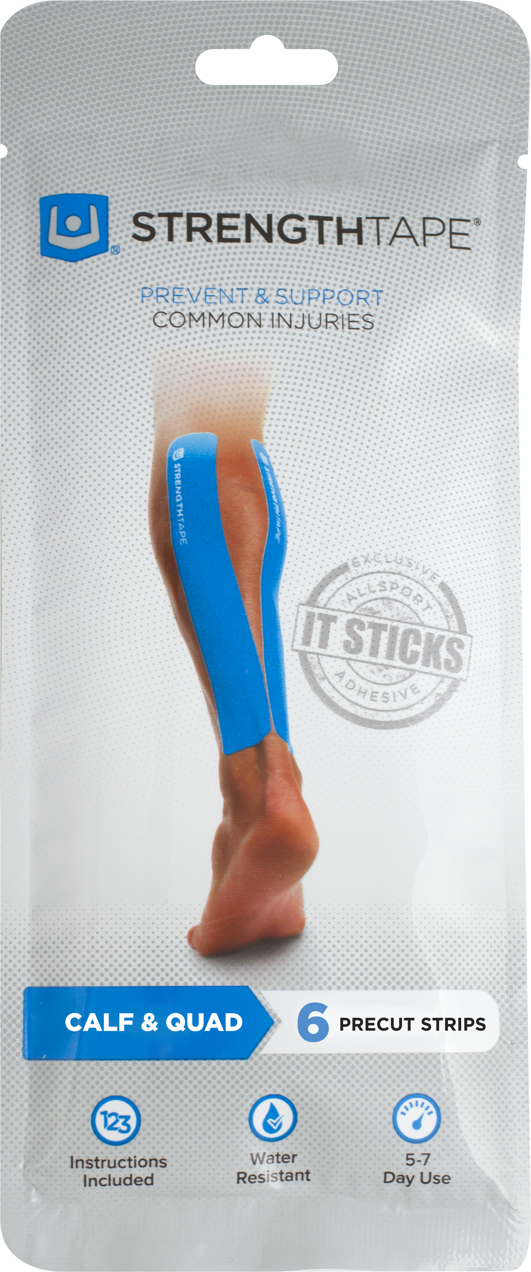 A Blue Tape On A Person's Leg