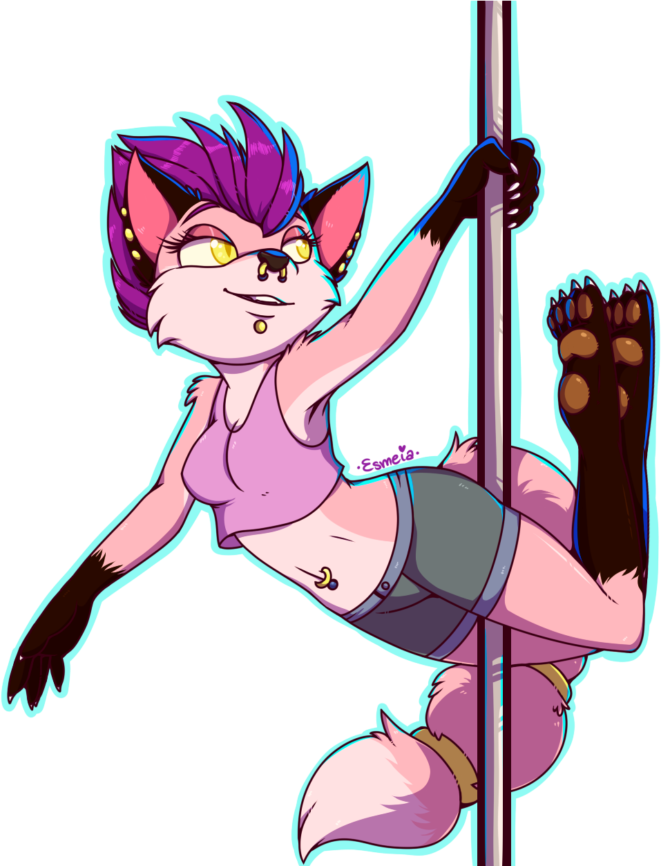 Cartoon Of A Fox Holding A Pole