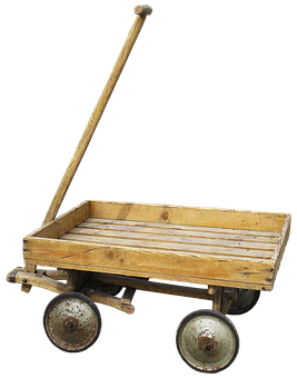 A Wooden Cart With A Long Handle