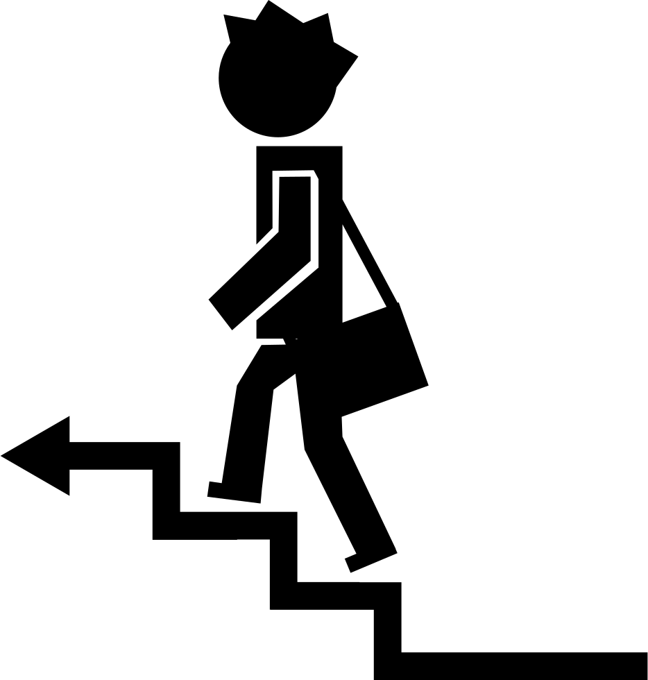 A Person Walking Up The Stairs