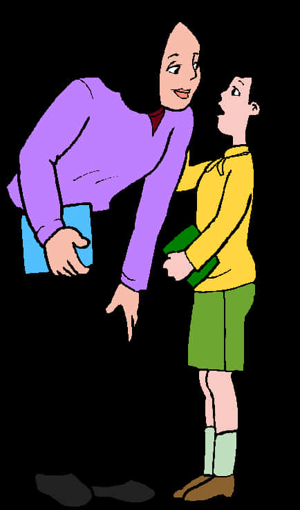 A Cartoon Of A Man And A Boy