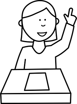 A Cartoon Of A Woman Raising Her Hand
