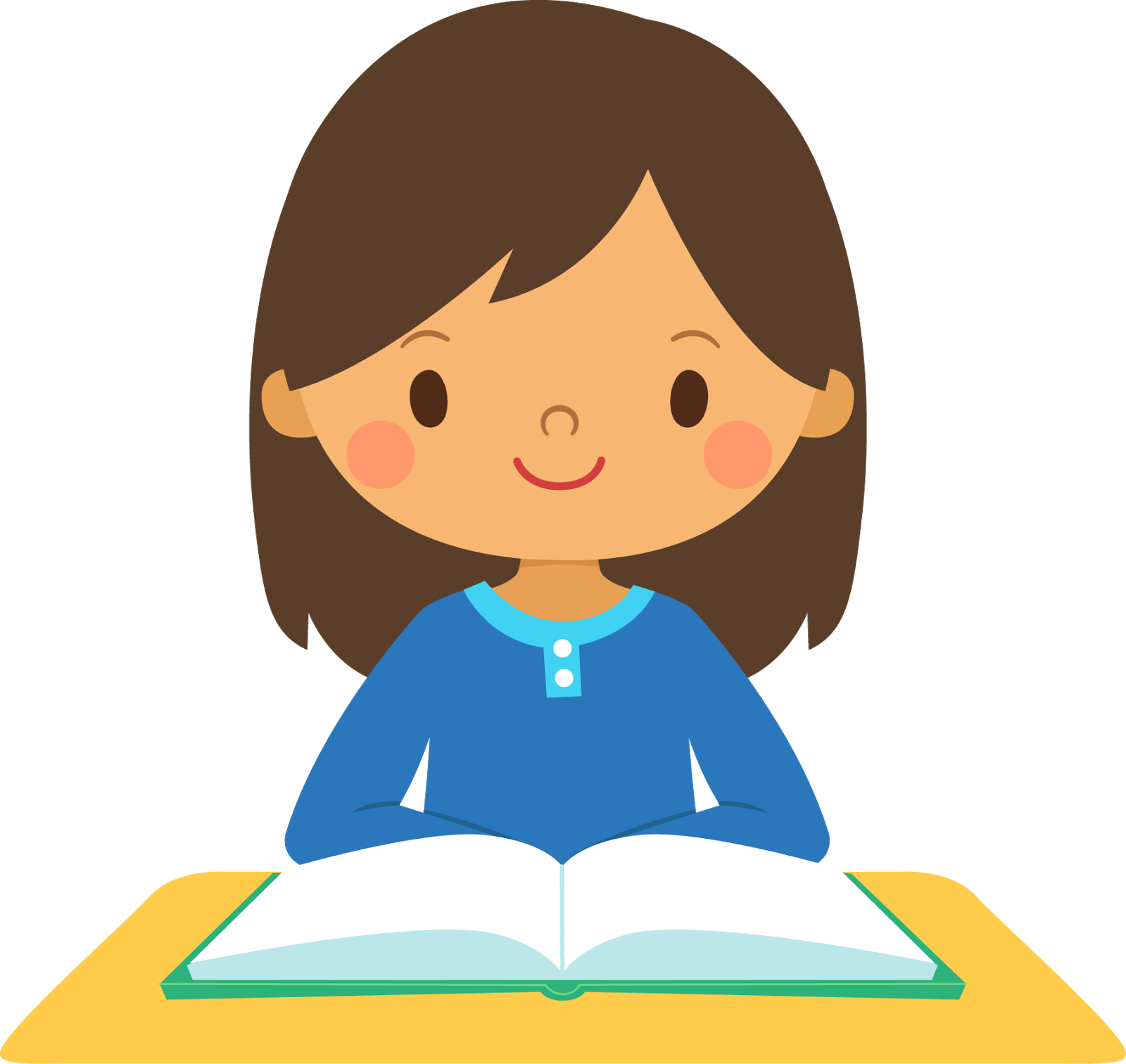 A Cartoon Of A Girl Reading A Book