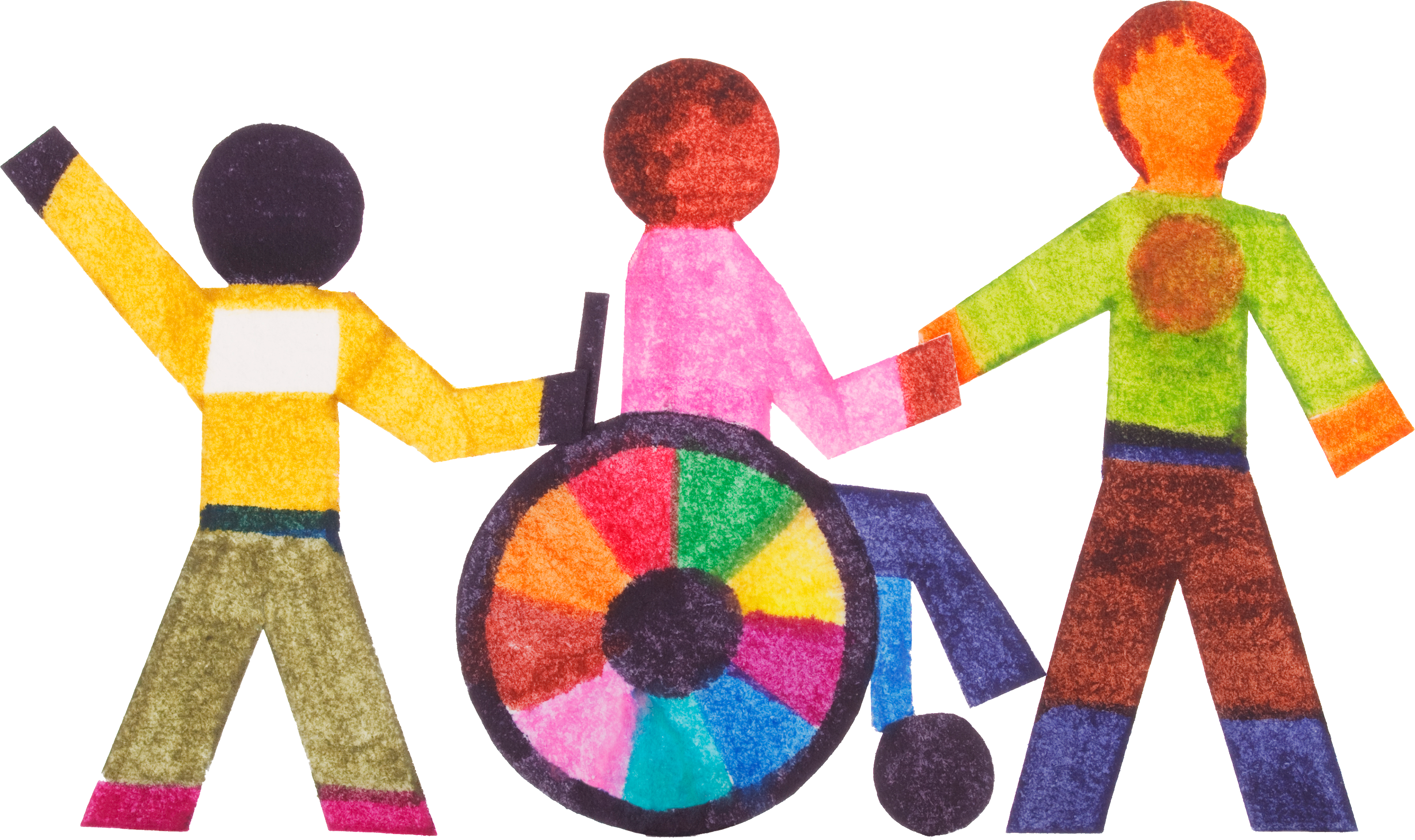 A Group Of People Holding Hands With A Wheel
