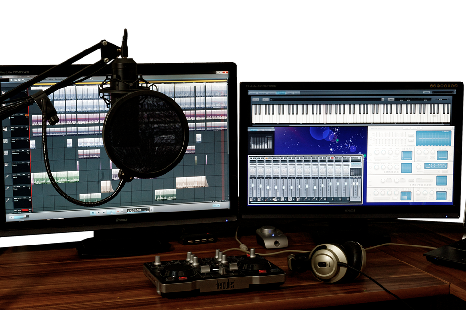 A Microphone And A Keyboard And A Mixer