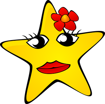 A Cartoon Star With A Flower In Her Hair