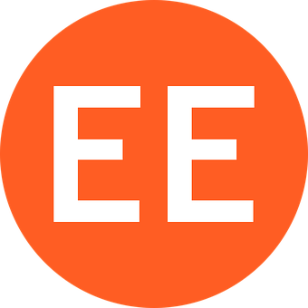 A Orange Circle With White Letters On It