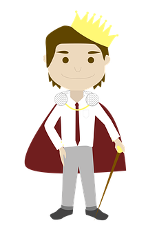 A Cartoon Of A Man Wearing A Crown And Cape