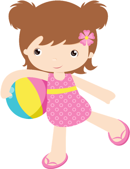 A Cartoon Of A Girl Holding A Ball
