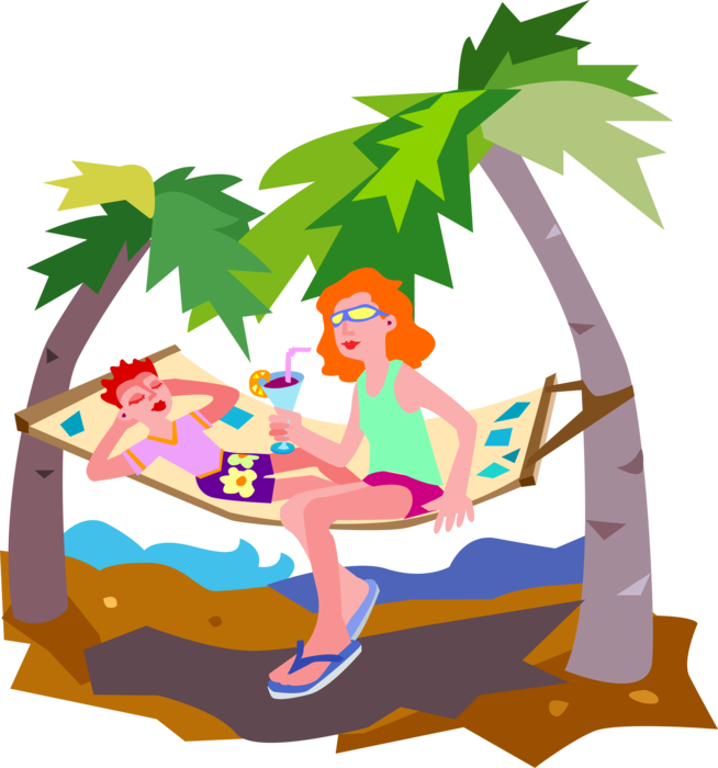 A Woman And A Child On A Hammock