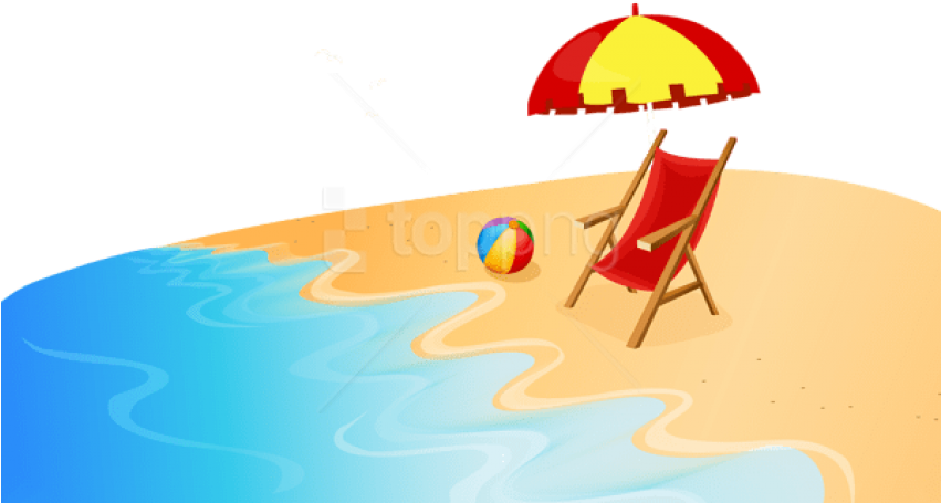 A Beach Chair And Umbrella On A Beach