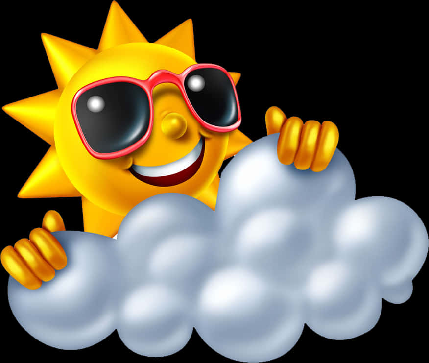 A Cartoon Sun With Sunglasses On A Cloud
