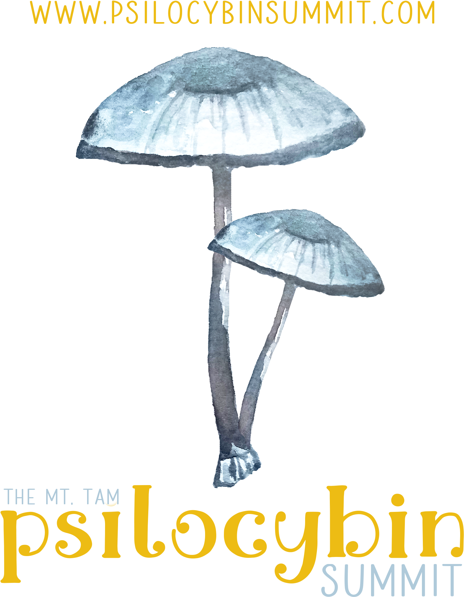 A Watercolor Of Mushrooms On A Black Background With Space Needle In The Background