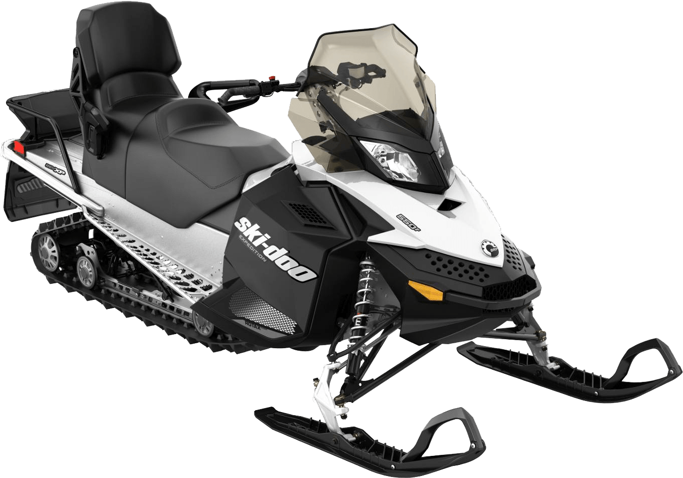 A Black And White Snowmobile