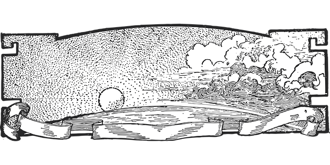 A Black And White Drawing Of A Landscape