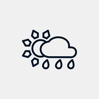A Black And White Icon Of A Cloud And Rain