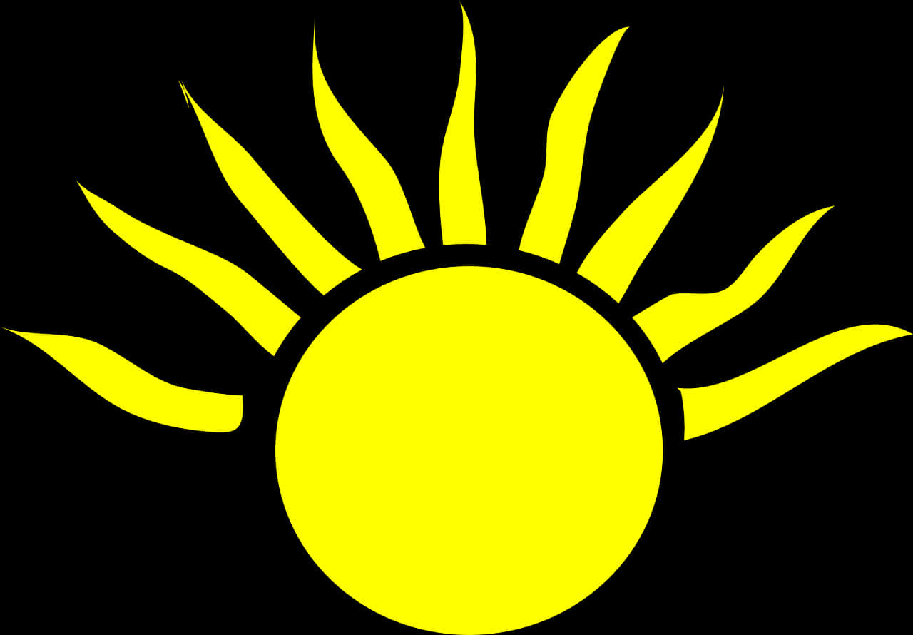 A Yellow Sun With Rays Of Light