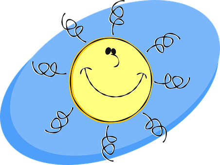 A Cartoon Sun With A Smiling Face