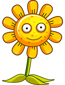 A Cartoon Sun Flower With A Smiling Face