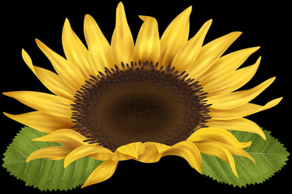 Sunflower With Two Leaves