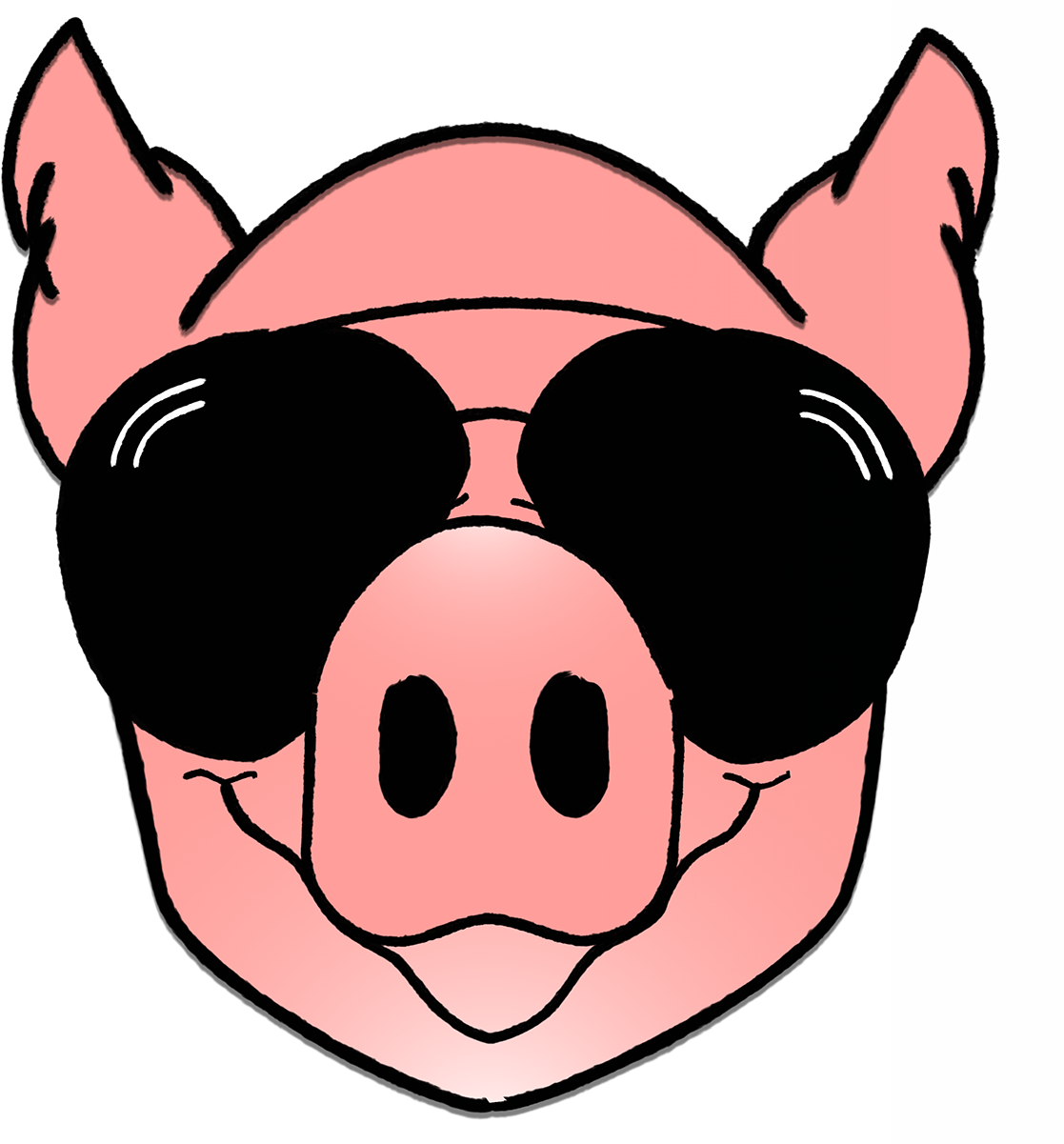 A Cartoon Pig Wearing Sunglasses