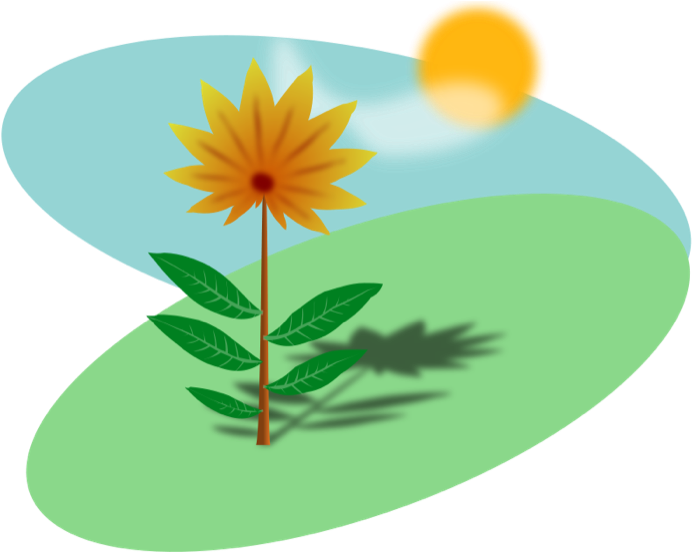 A Flower With Leaves And A Sun