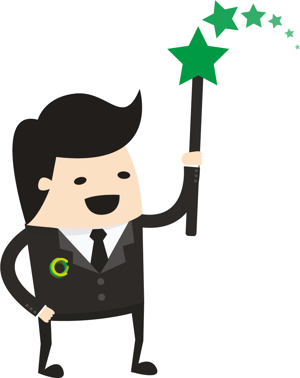 A Cartoon Of A Man Holding A Green Star