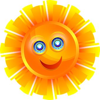 A Yellow Sun With Blue Eyes And A Smiling Face