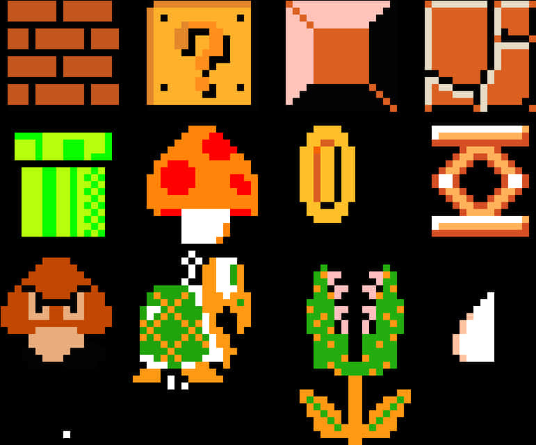 A Group Of Pixelated Objects