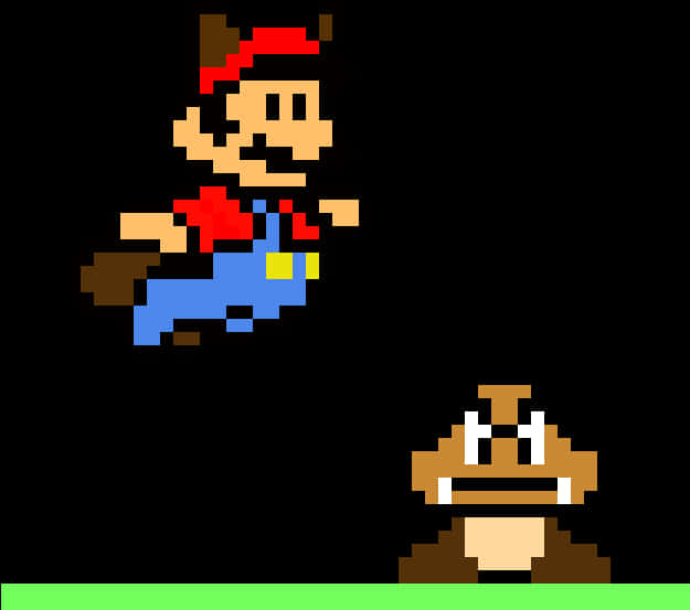 A Pixelated Video Game Of A Man And A Frog