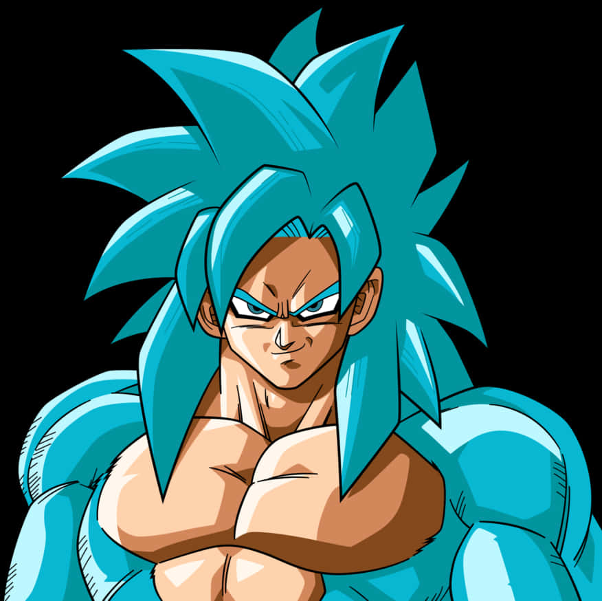A Cartoon Of A Man With Blue Hair