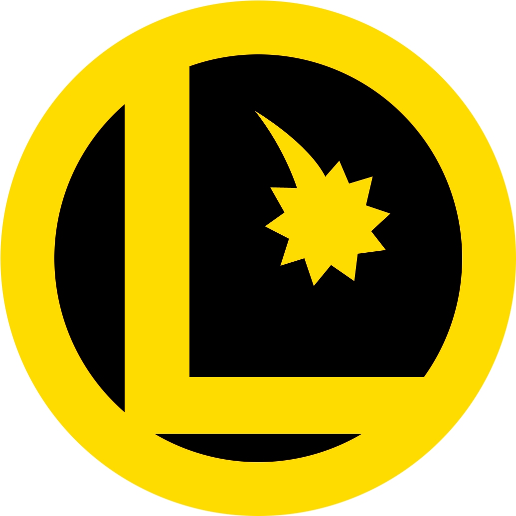 A Yellow Circle With A Letter L And A Shooting Star In The Middle
