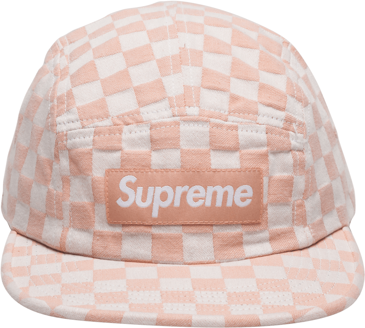 A Pink And White Checkered Hat
