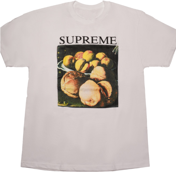 A White T-shirt With A Picture Of Food On It