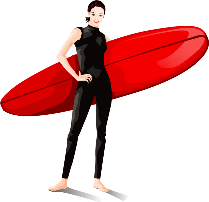 A Woman In A Wet Suit Holding A Surfboard