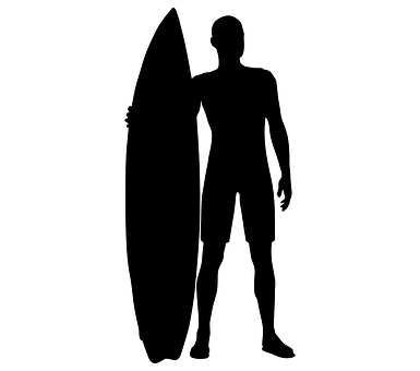 A Silhouette Of A Man Holding A Surfboard
