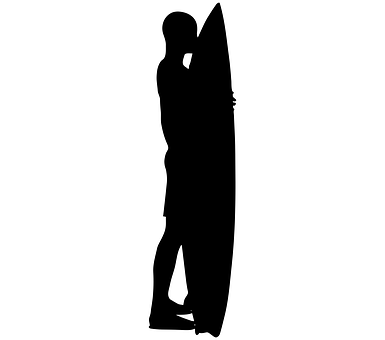 A Silhouette Of A Man Holding A Surfboard