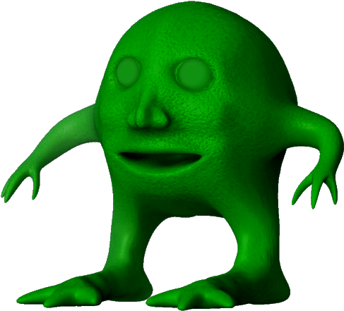 A Green Cartoon Character With Arms And Legs