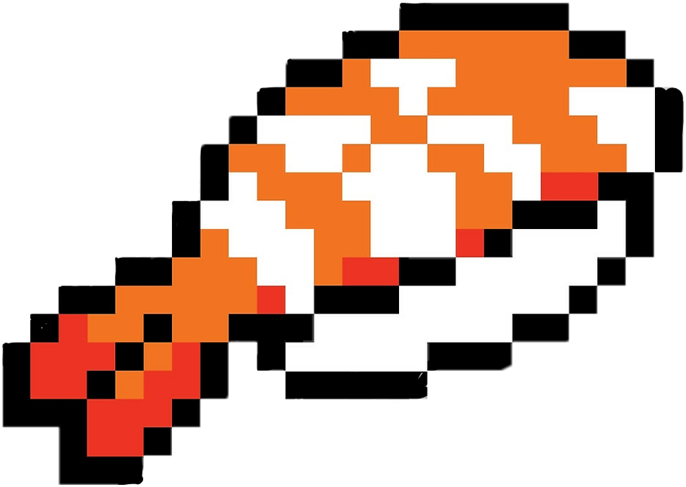 A Pixelated Orange And White Fish