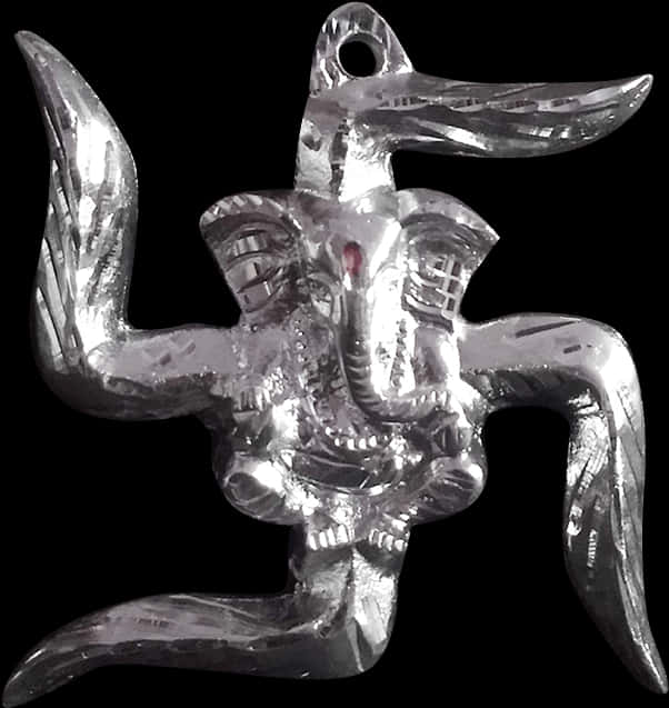 A Silver Statue With A Black Background