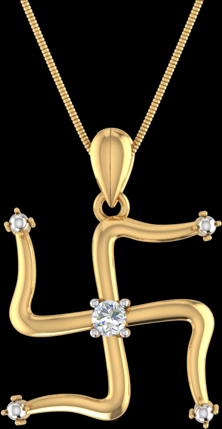 A Gold Necklace With A Diamond