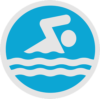 A Blue And White Circle With A Person Swimming In The Water