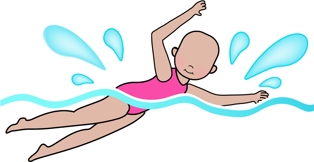 A Cartoon Of A Baby Swimming